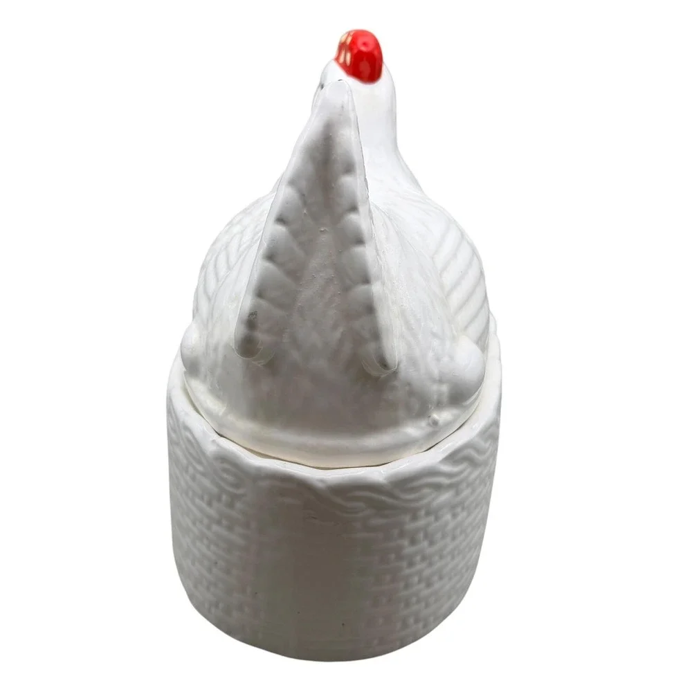 Vintage Gailstyn-Sutton Ceramic Hen on Nest Lidded Dish White Farmhouse Decor